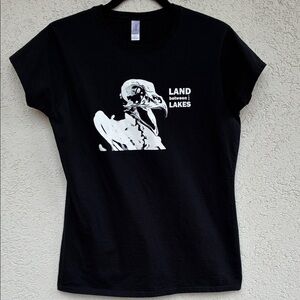 Land between the Lakes T shirt. Black with white bird bones graphic